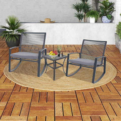 Gray Bistro Rocking Chair Set