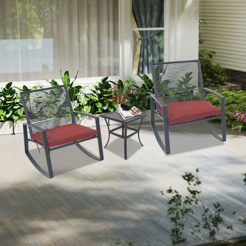 Red Bistro Rocking Chair Set