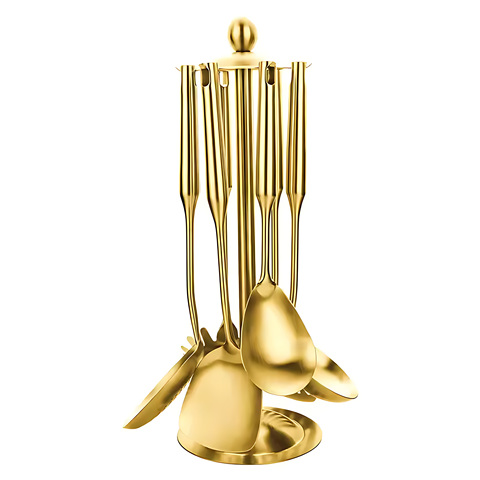 6 Piece Gold Stainless Gift Set with Holder
