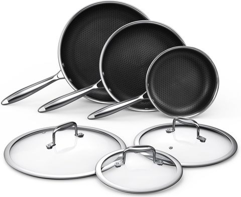 6pc Honeycomb Fry Pan Set Steel