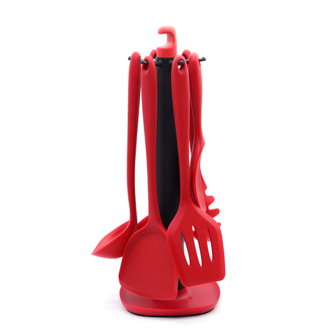 7pc Heat-Resistant Kitchen Utensils Set with Rotating Stand
