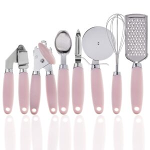 7pcs Gold Steel Utensil Set Plastic Handle