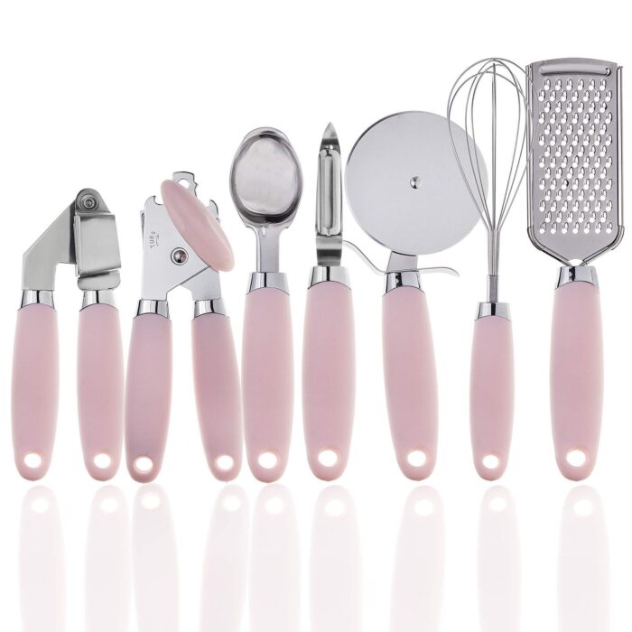 7pcs Gold Steel Utensil Set Plastic Handle