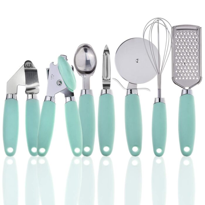 7pcs Gold Steel Utensil Set Plastic Handle