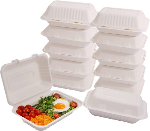 9x6" Sugarcane Clamshell To Go