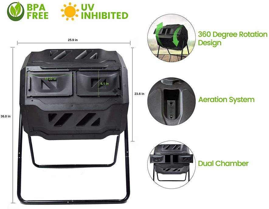43 Gal Black Compost Tumbler