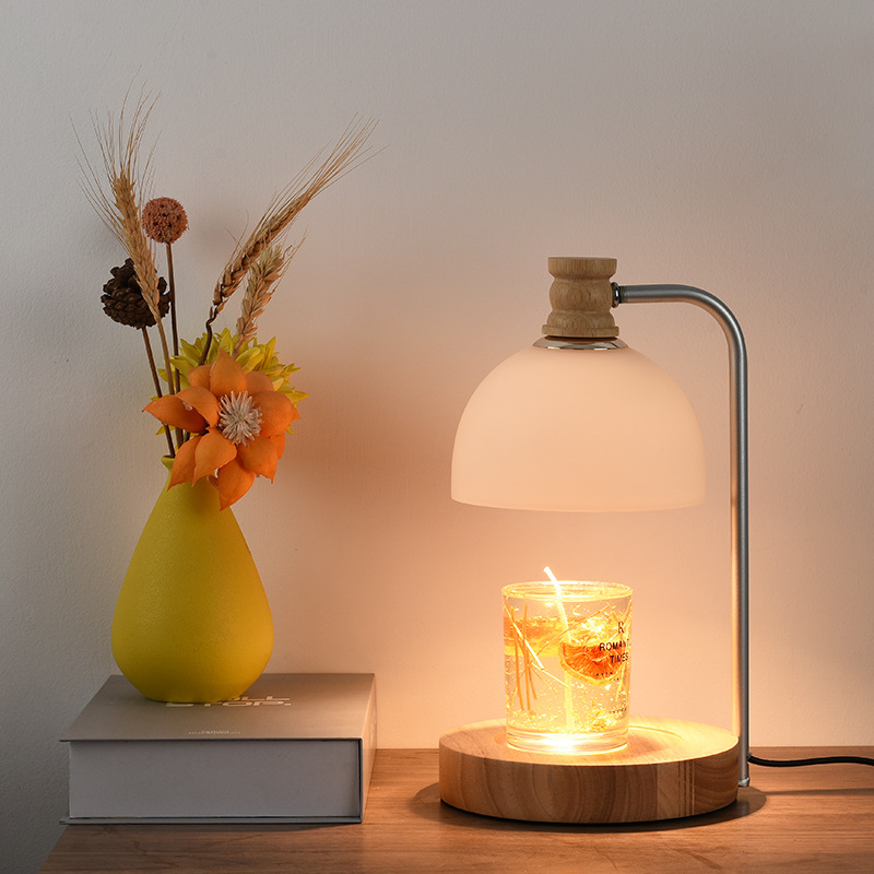 Wood Night Light Aroma Candle Lamp