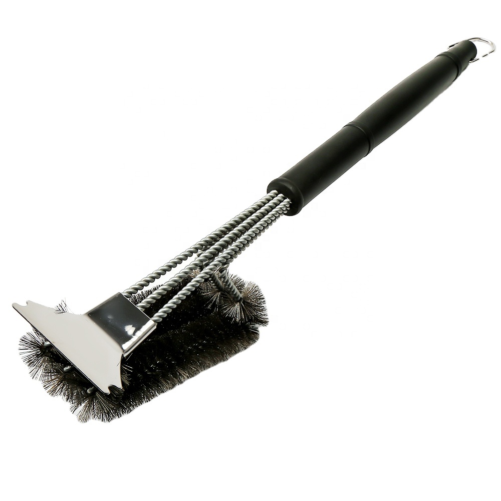 18cm Black Plastic Handle Steel Brush
