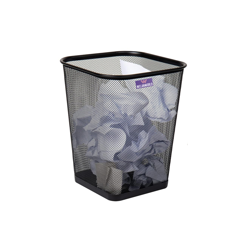 Black Mesh Square Office Wastebasket