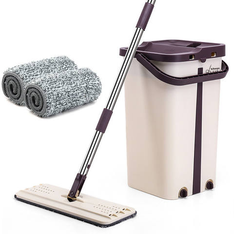 Stainless Handle Flat Mop Bucket Set