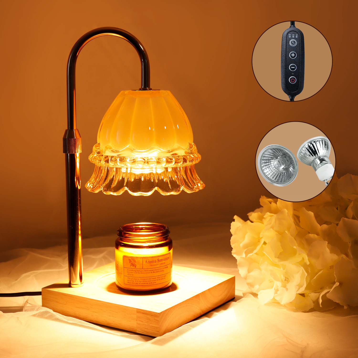 Glass Timer Home Candle Lamp