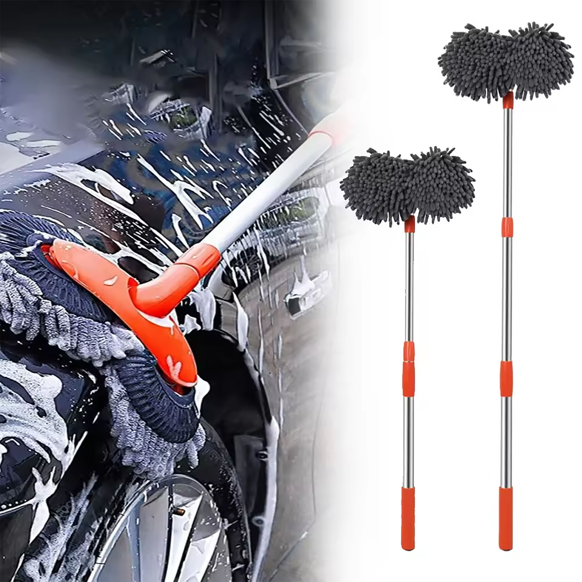 Telescopic 360 Degree Dual Brush Car Wash Mop