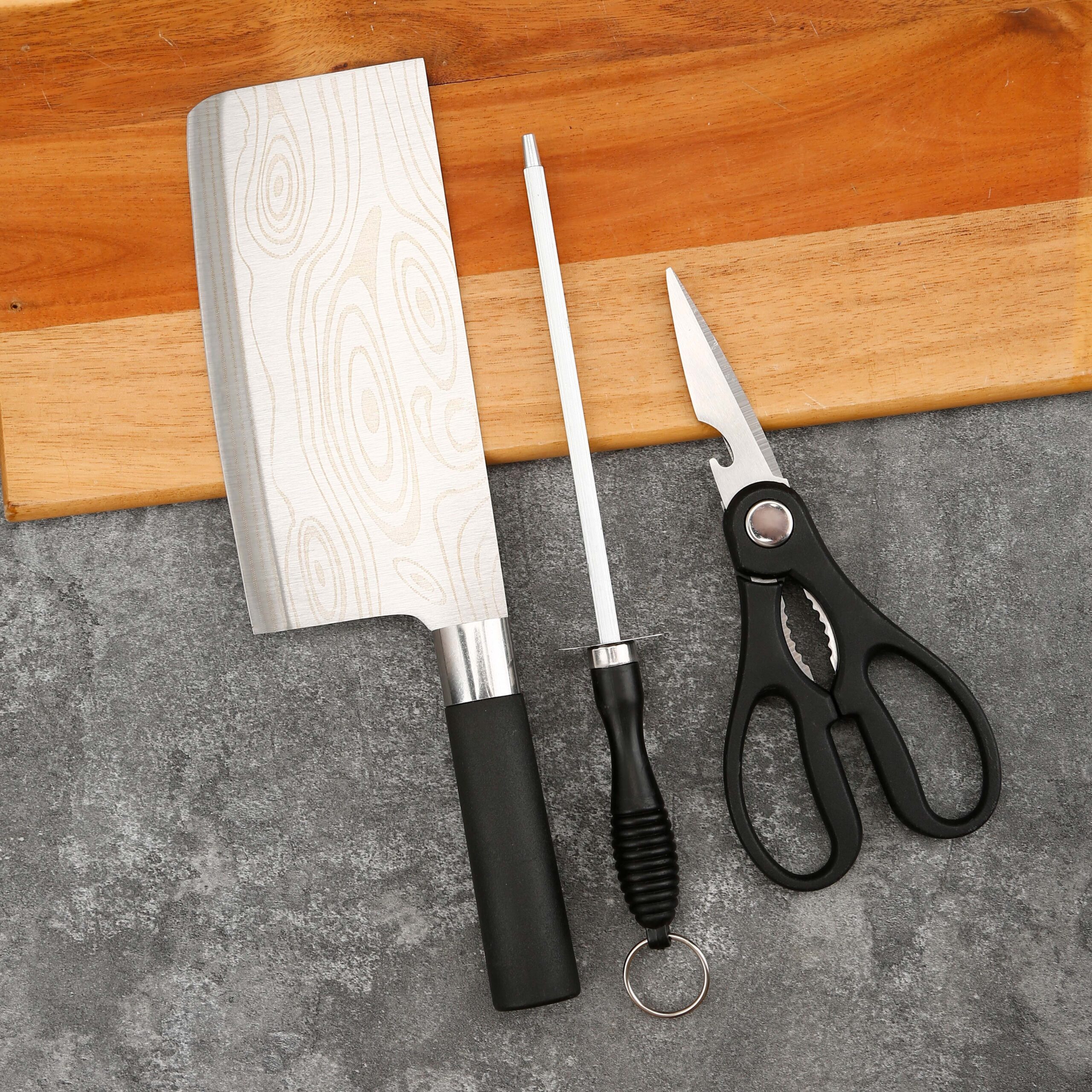3pcs Black Kitchen Knife Set