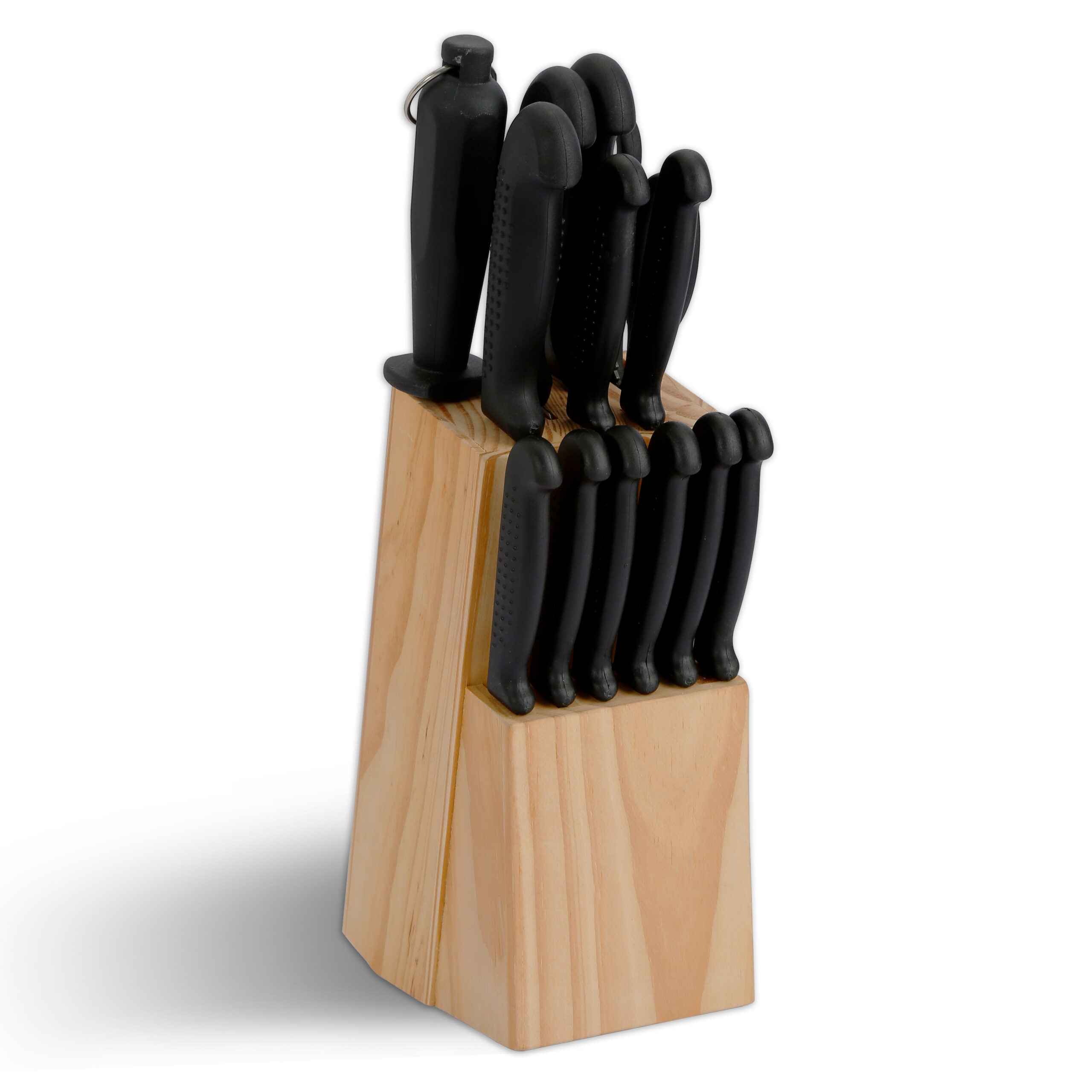 13pc Plastic Wood Block Sharpener Knife Set