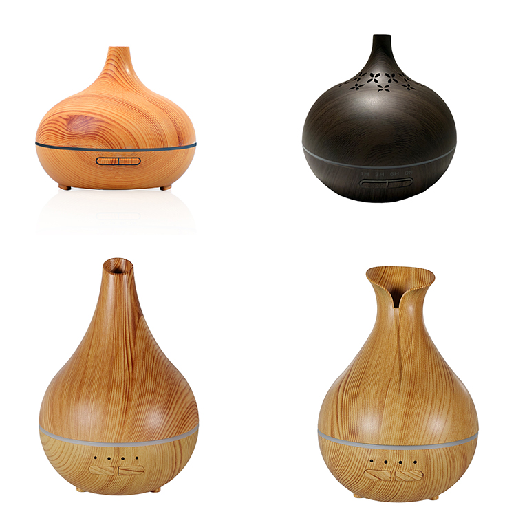 130ml/300ml Wood Grain USB Aroma Diffuser 7-Color Night Light