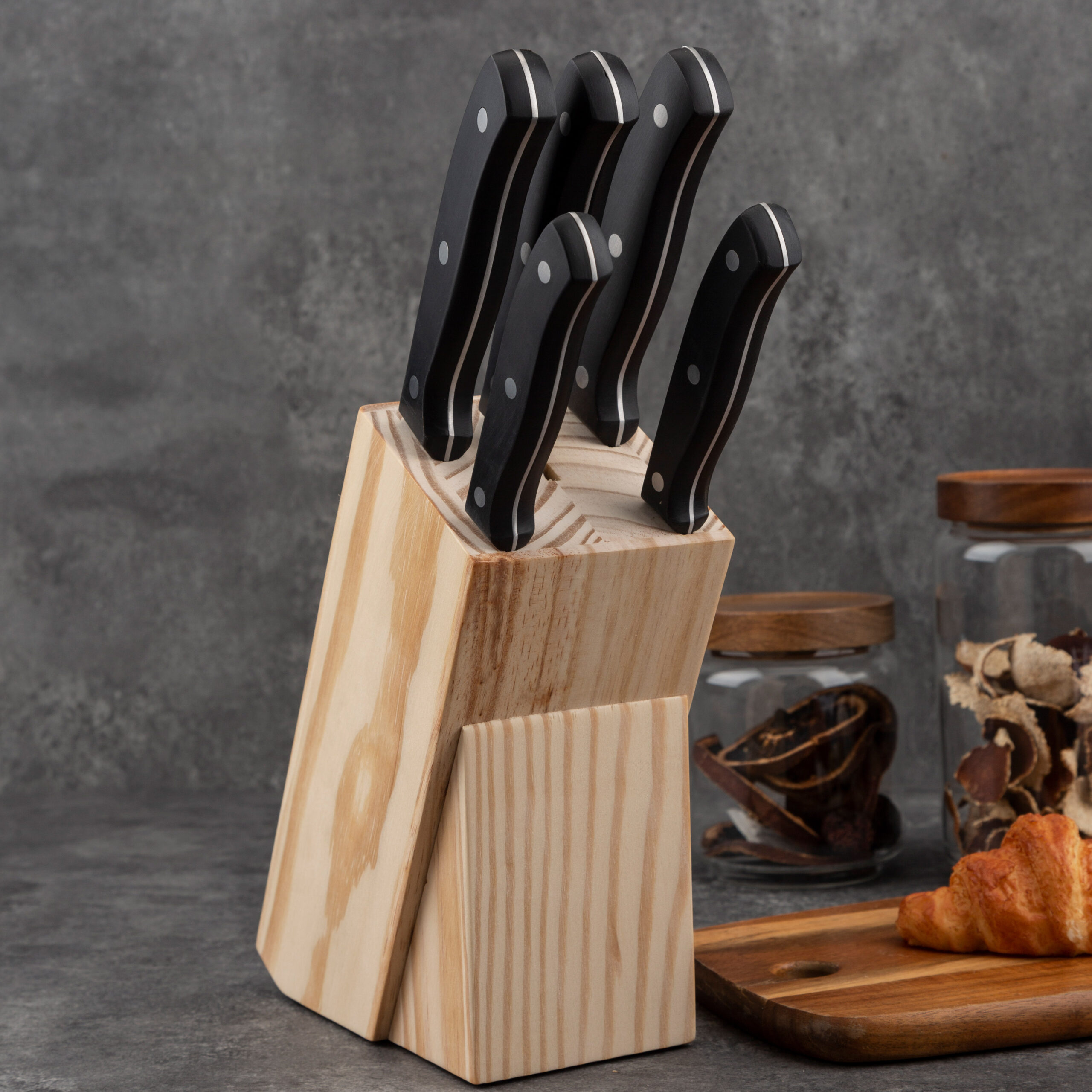 6pc Stainless Steel Chef/Cleaver Knife Set with Scissor & Stand