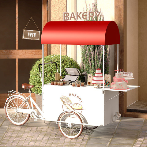 Retro Bike Tricycle Cart Coffee Milk Tea Cake