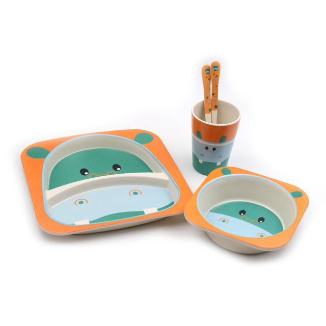 Bamboo Fiber Kids Divided Tray Set