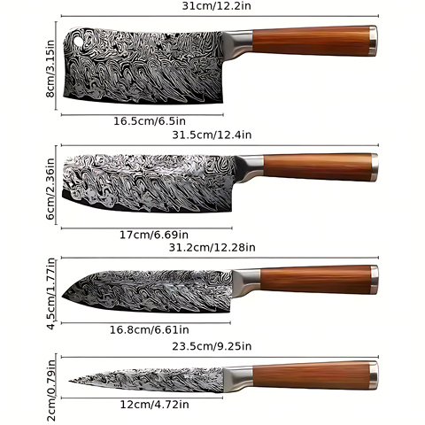 Damascus Pattern Stainless Steel Chef Knife Stainless Steel Handle