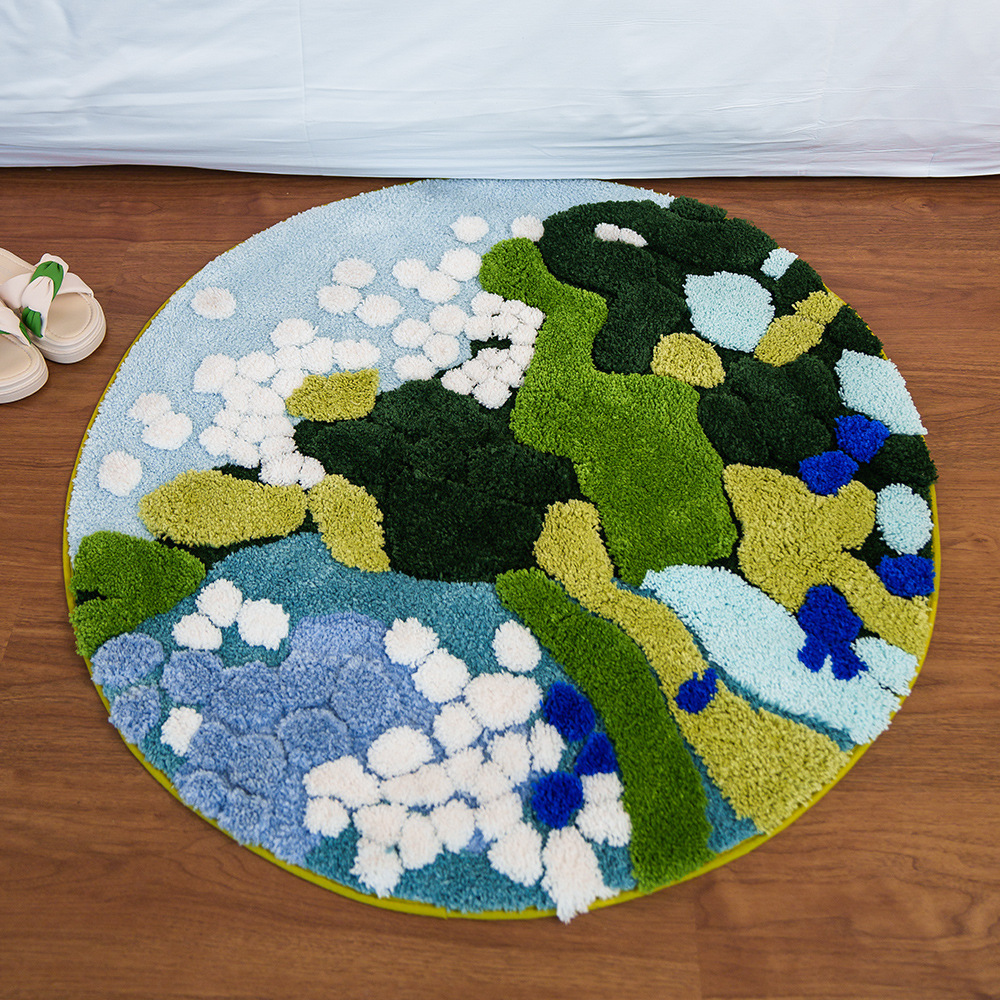 Flocking Moss Rug 100 cm Diam