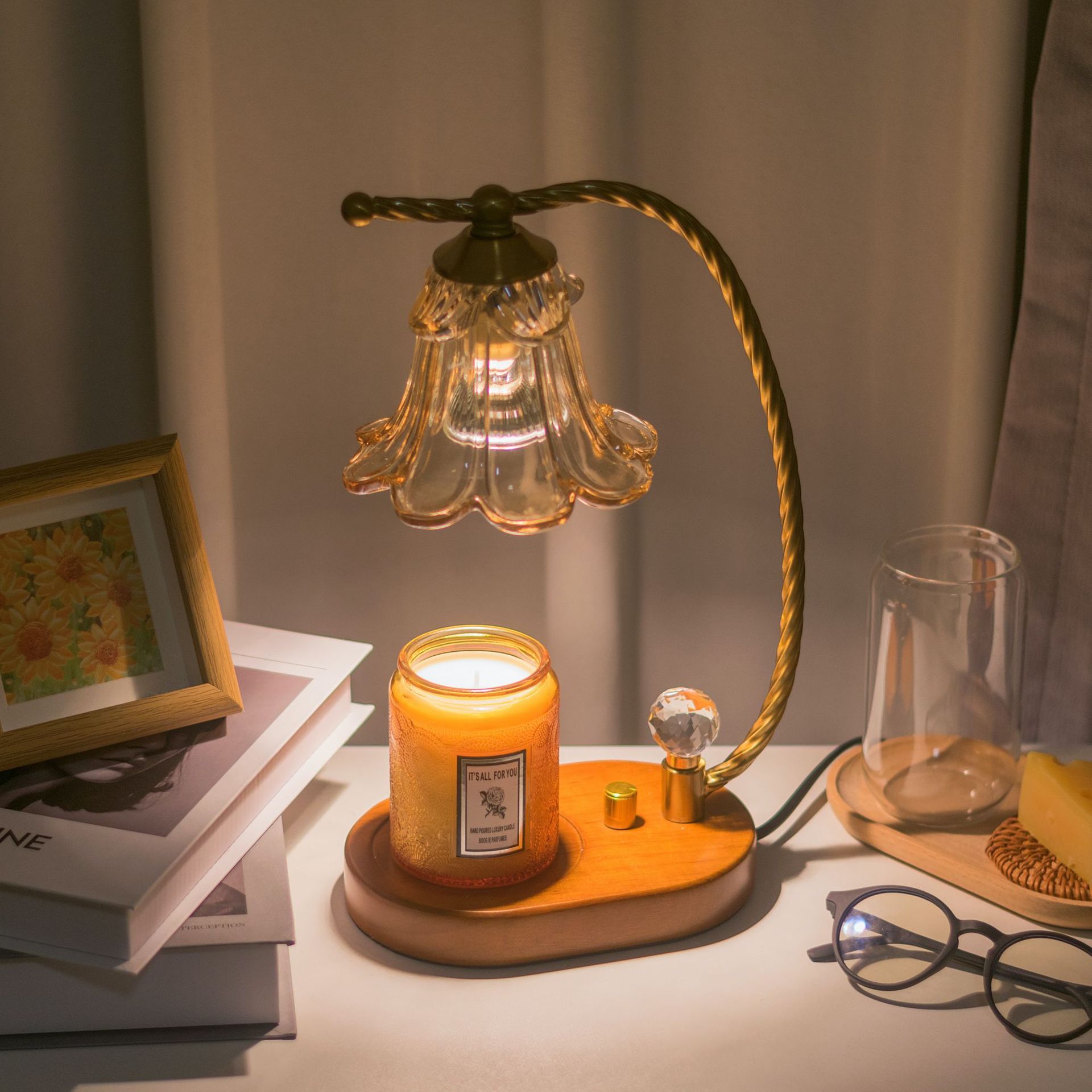 Dimmable Glass Wax Warmer Bedroom Light