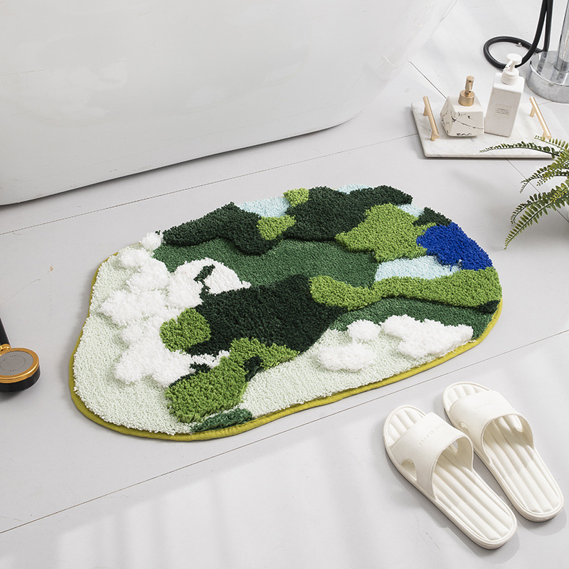 Moss Bathroom Mat Polyester Tufted