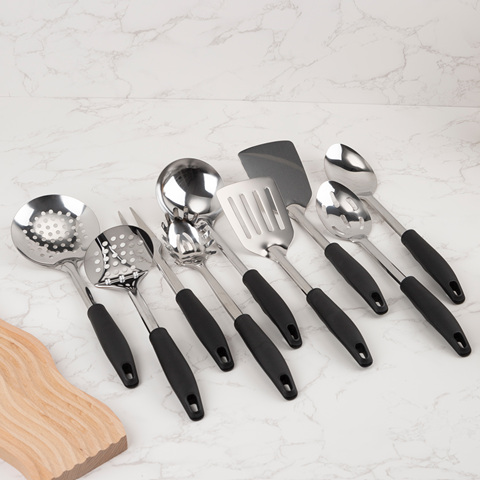 Gold Stainless Silicone Tools with Wood/PP Handles
