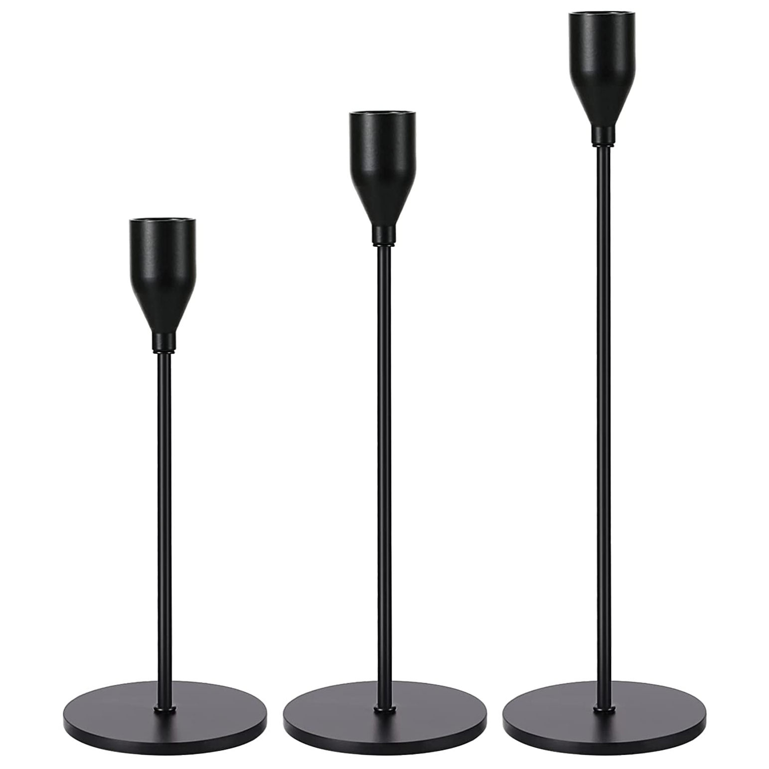 European Black Taper Candle Holder Set