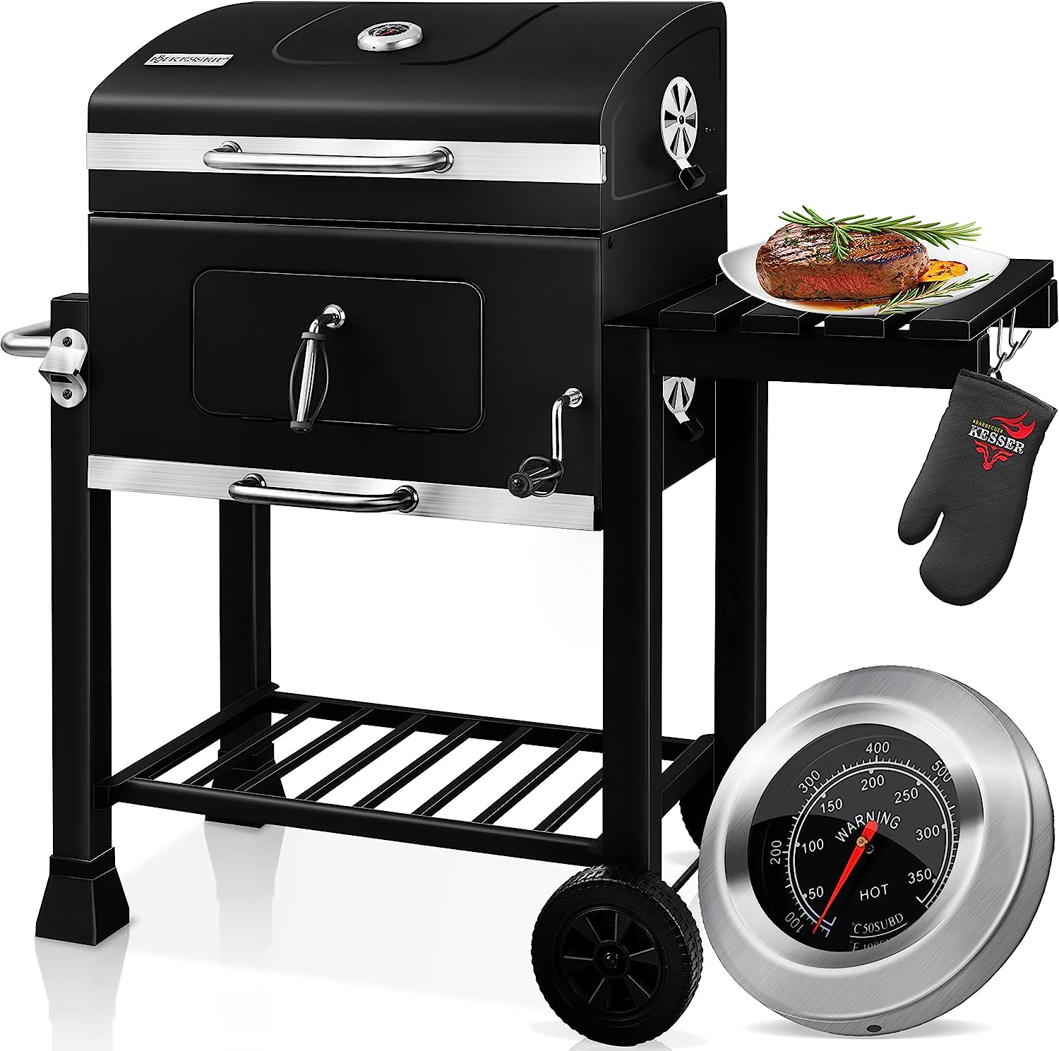 Steel Trolley Patio Charcoal Grill