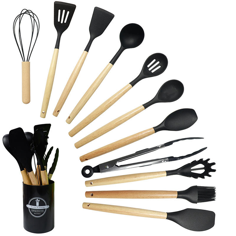 20 Pcs Wood-Handle Silicone Set