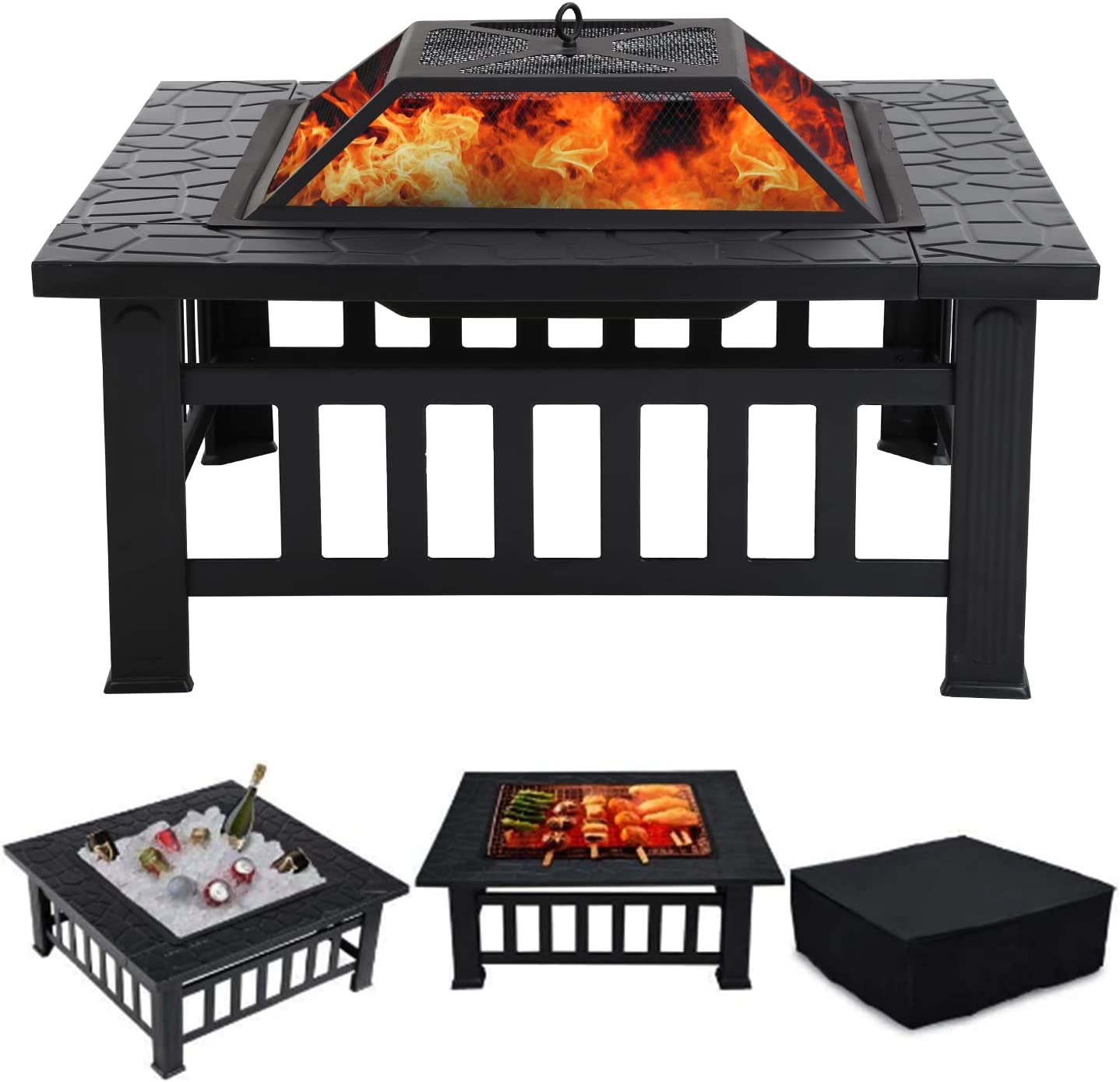 3 in 1 Square Patio Fire Pit