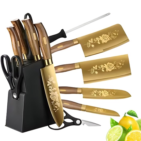 Gold 7pc Stainless Steel Chef Knife Set