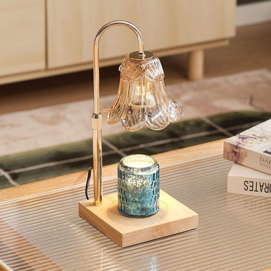 Height-Adjustable Wood Candle Warmer Lamp