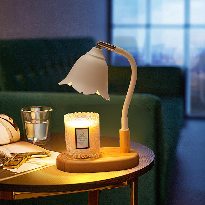 Dimmable Metal Flower Warmer Wood Base