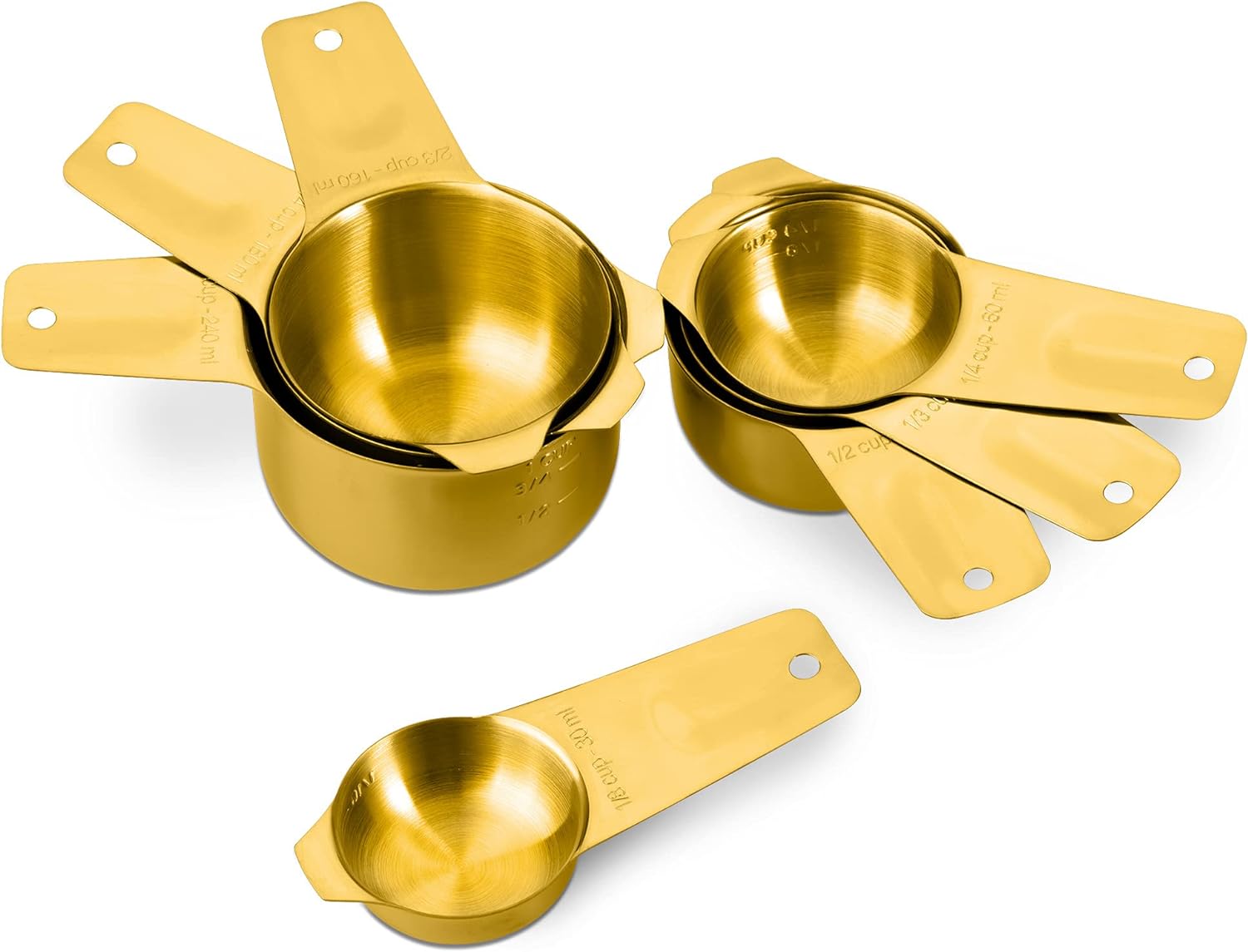 7pcs Gold Stainless Steel Measuring Cups