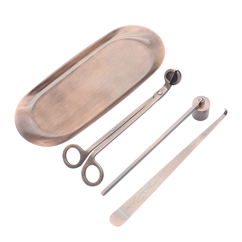 Matte Bronze Snuffer Dipper Set with Wick Trimmer Scissors