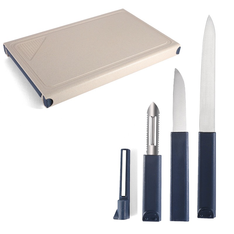 6 in 1 Straw Cutting Board with Knives & Peeler