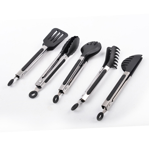 Stainless Steel BBQ Tongs Anti-Scald Clip