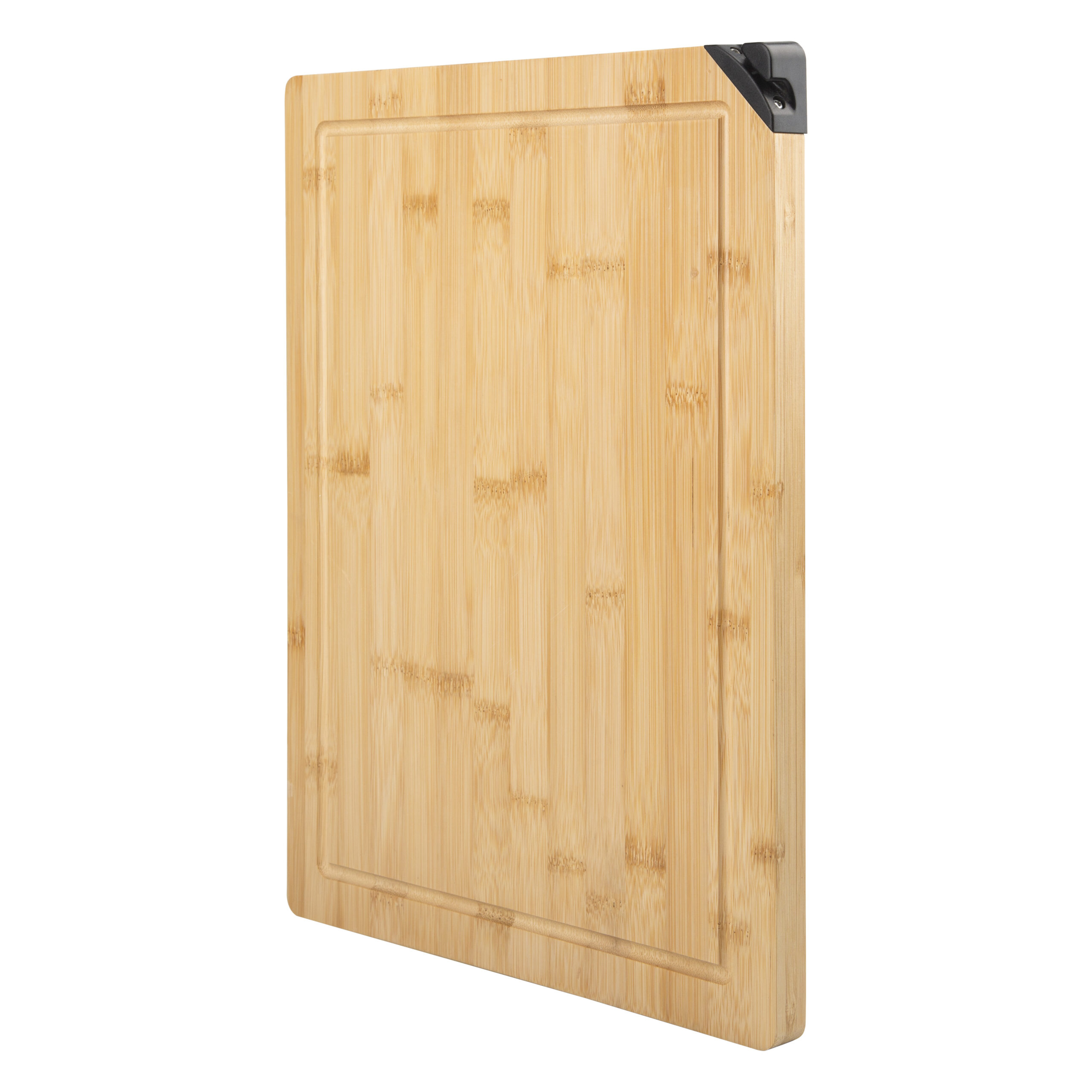 Large Bamboo Cutting Board with Handle & Built-in Sharpener
