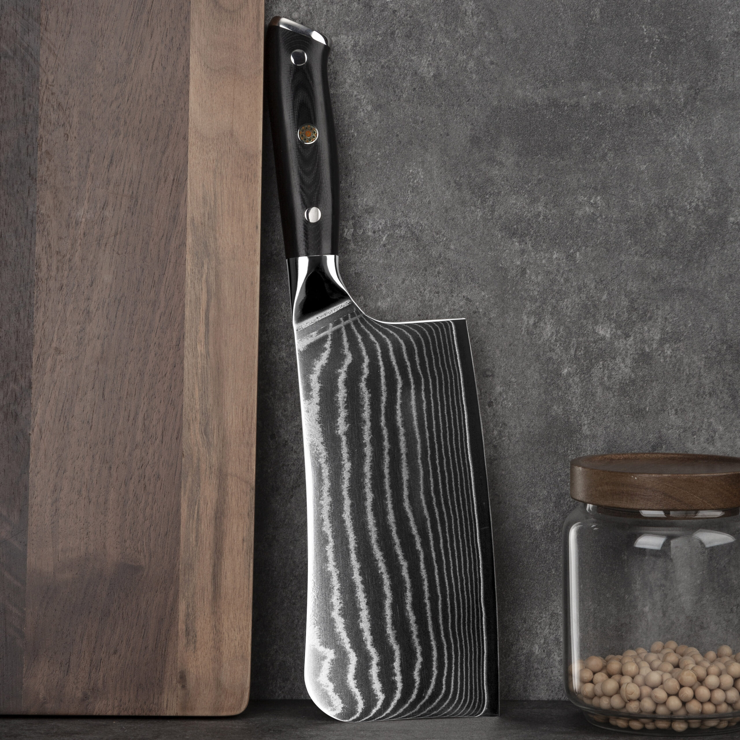 Heavy Duty Wood Handle Damascus Cleaver