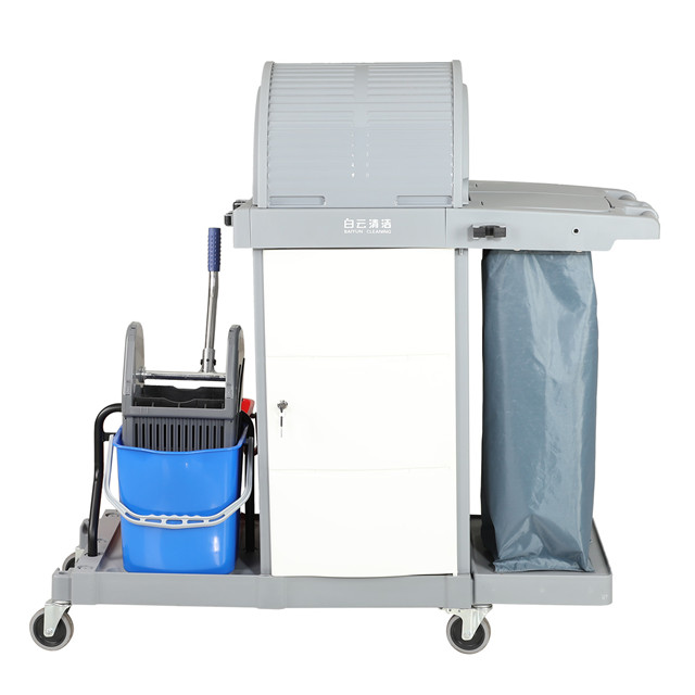 Double Bucket Mop Wringer Hotel Cart