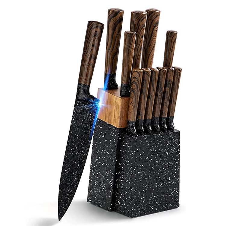 High-Carbon Japo Stainless Steel Non-Stick Wood Knife Set