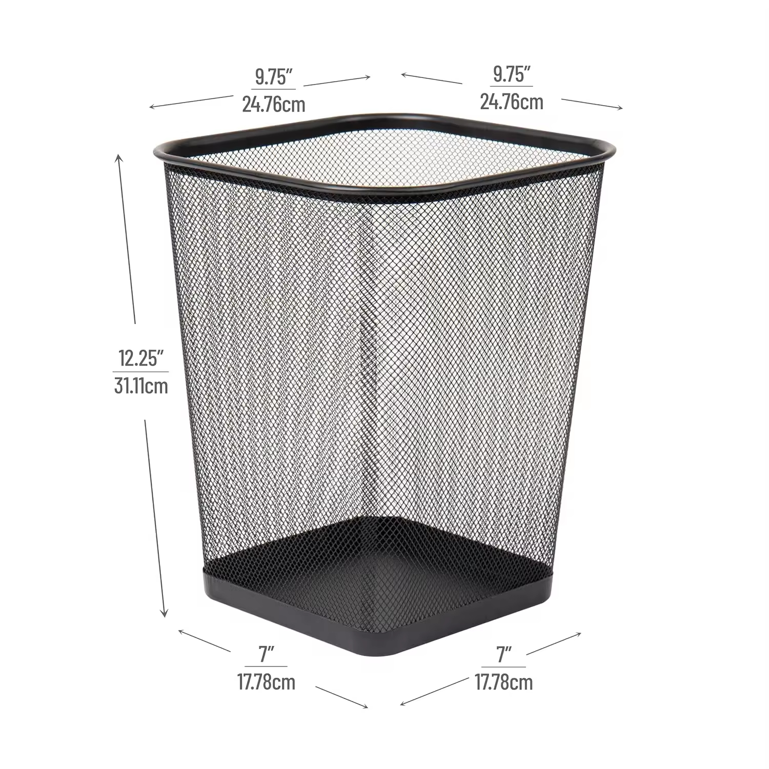 Black Mesh Square Wastebasket