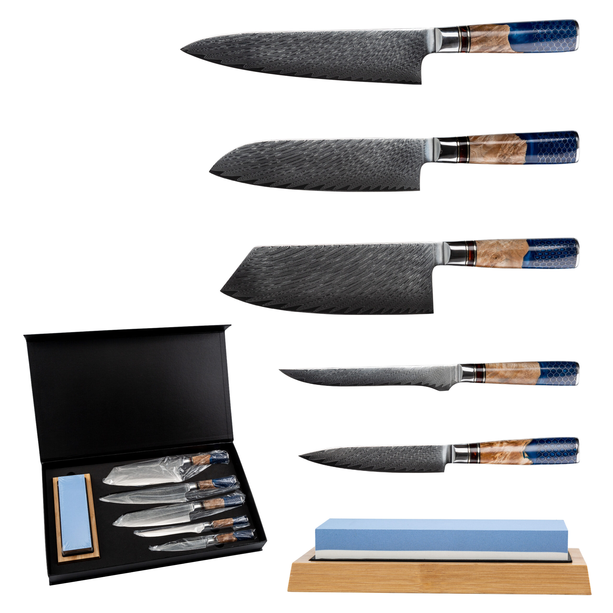 Handmade Damascus Chef Knife Set