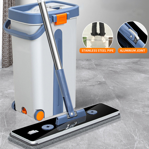 Double Bucket Hand Free Mop Wheels
