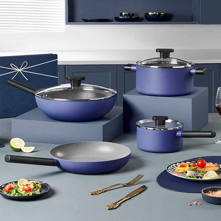 4PC Purple Aluminum Cookware Set