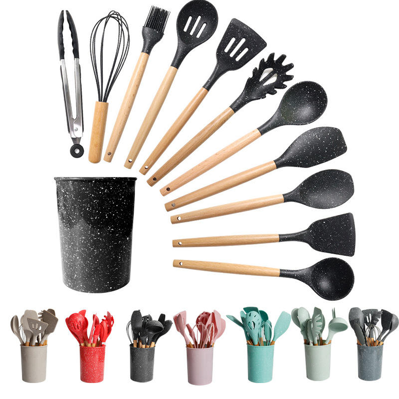 Soup Ladle Silicone Wood Set