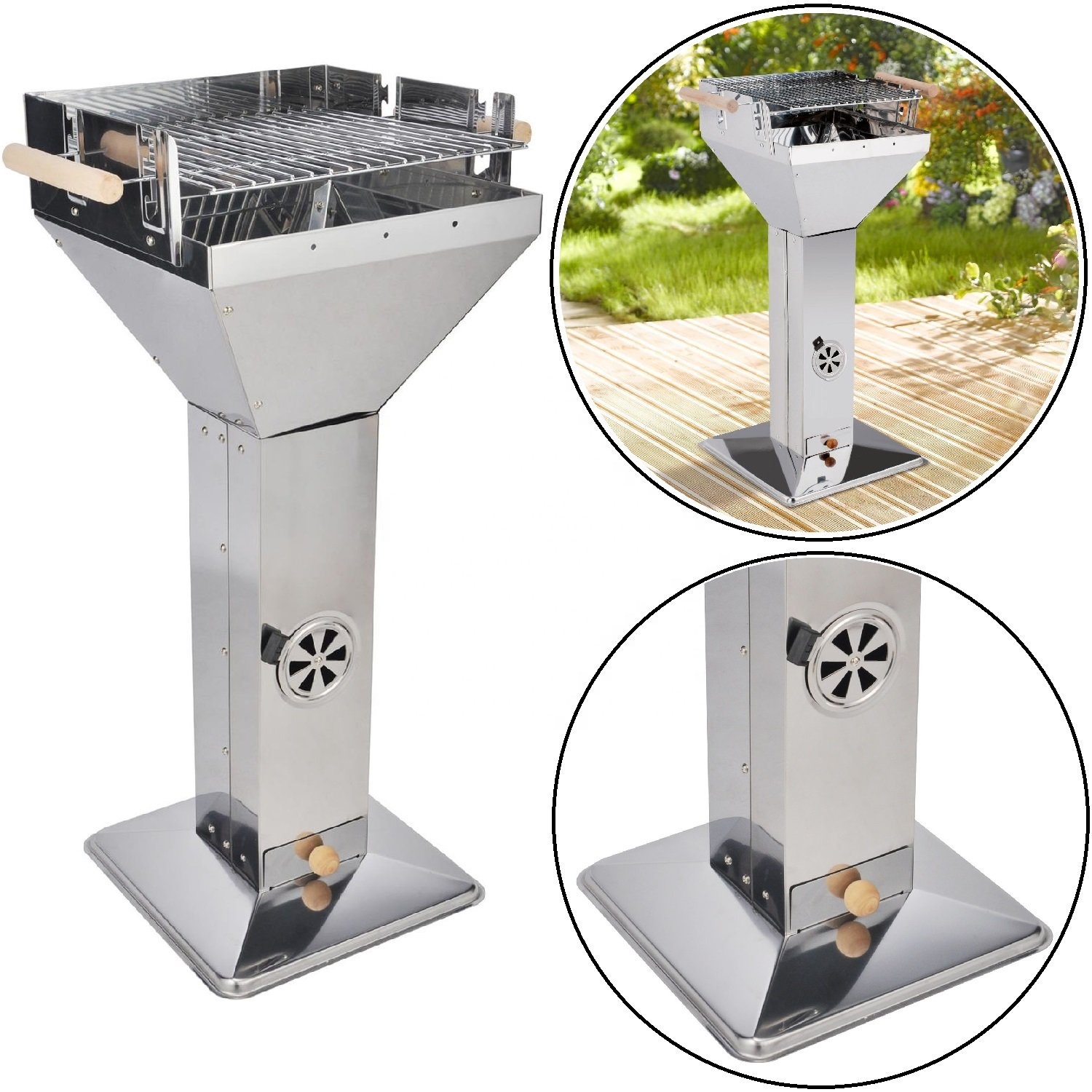SS Column Funnel Charcoal Grill