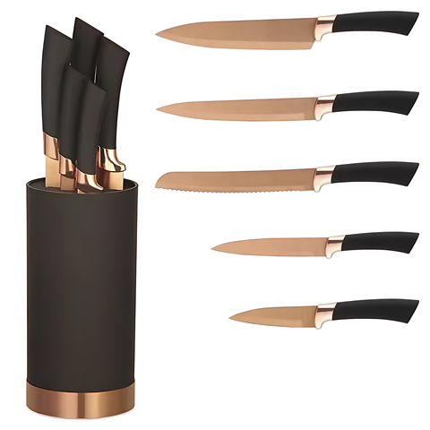 6pc Rose Gold Non-Stick Home Knife Set