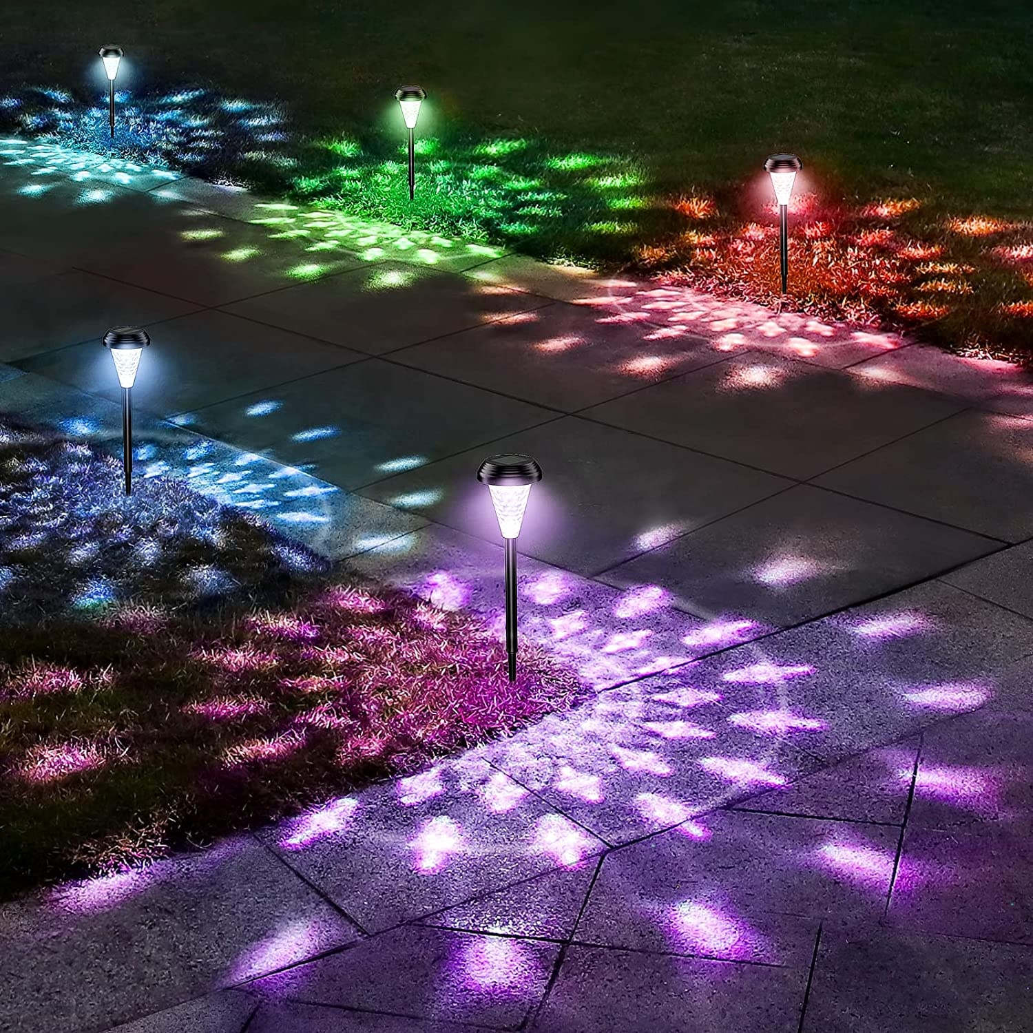 RGB LED Solar Garden Light Glass Lens